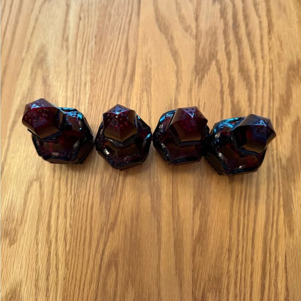 2 Sets of Vintage Avon Cape Cod Ruby Red Glass Salt & Pepper Shakers